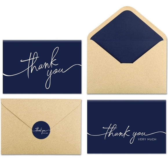 Navy Blue Thank You Cards - Picture 2 of 12
